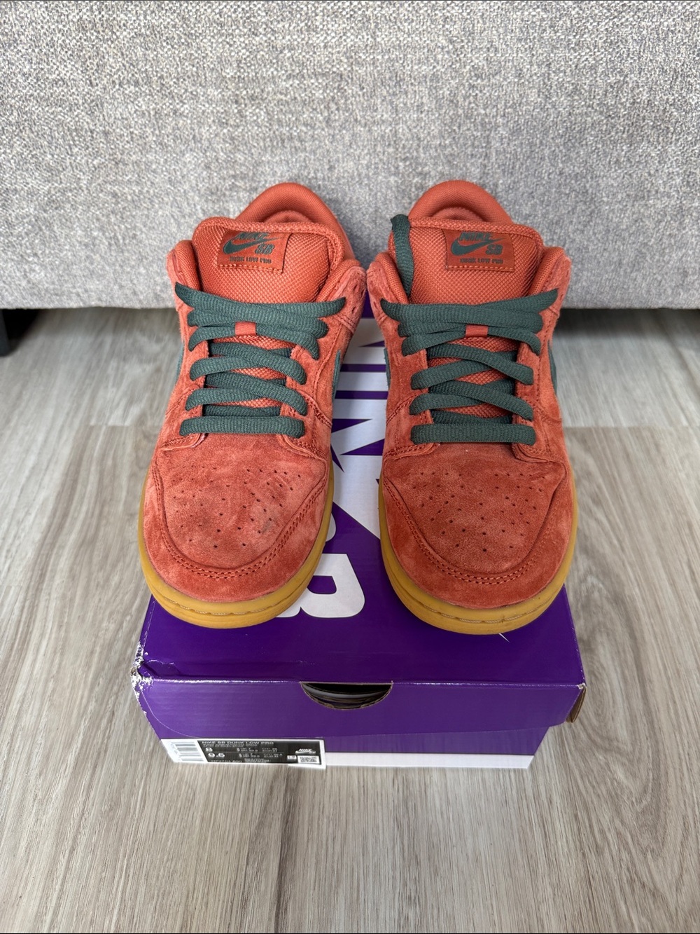 Nike SB Dunk Low Pro Men’s Burnt Sunrise Suede/Vintage Green HF3704-800 Size 8